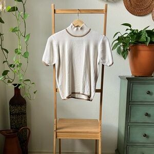 Mock Neck Ribbed Blouse